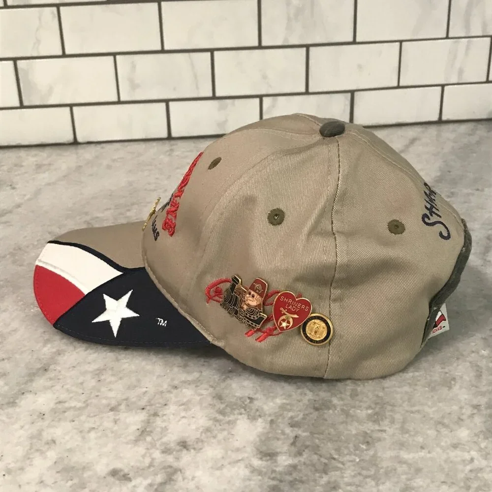 Sharon‎ Shrine Hat Cap Strap Back Texas Flag Embroidered Pins Mens Staff 2011